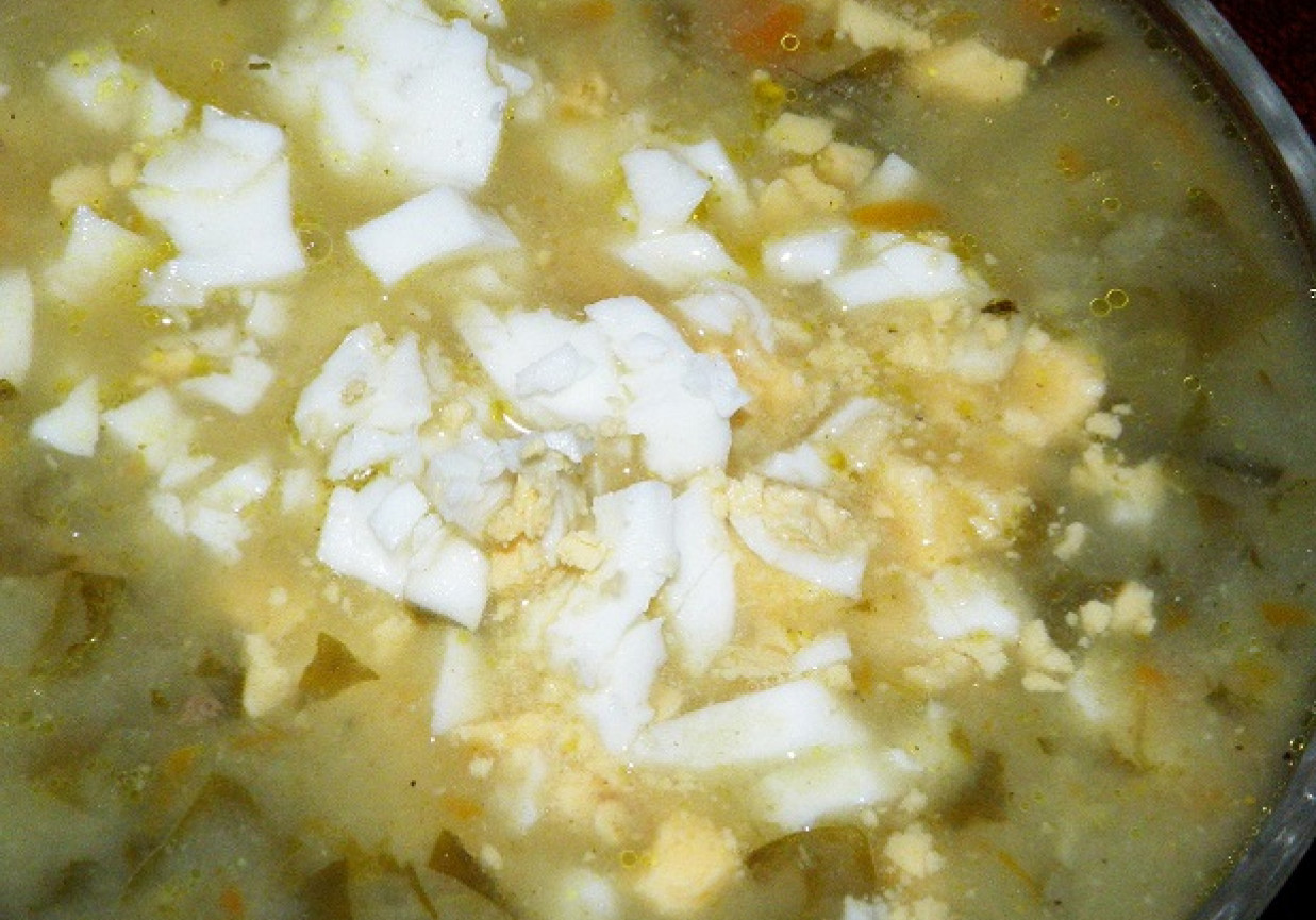 Zupa szczawiowa z ryżem i ziemniakami foto