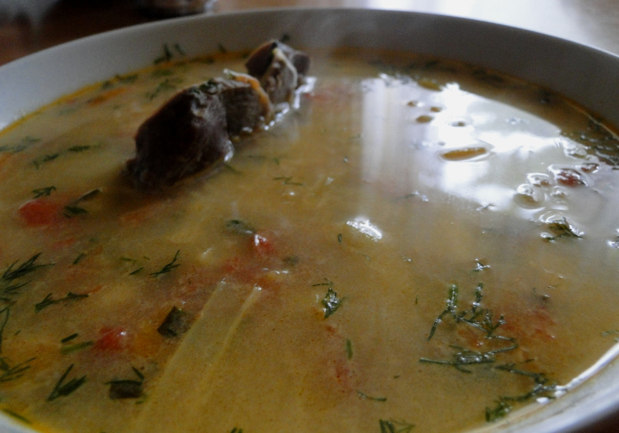 Zupa warzywna na żołądkach drobiowych foto