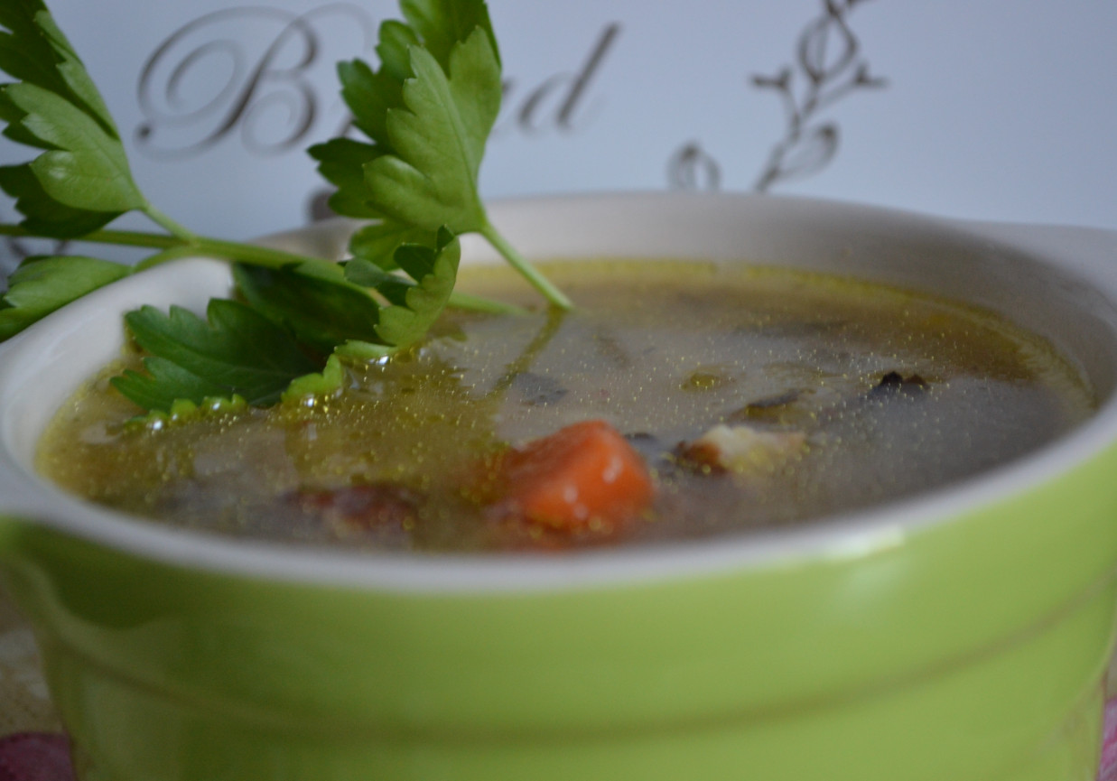 zupa warzywna z liściem kalarepki i pęczakiem foto