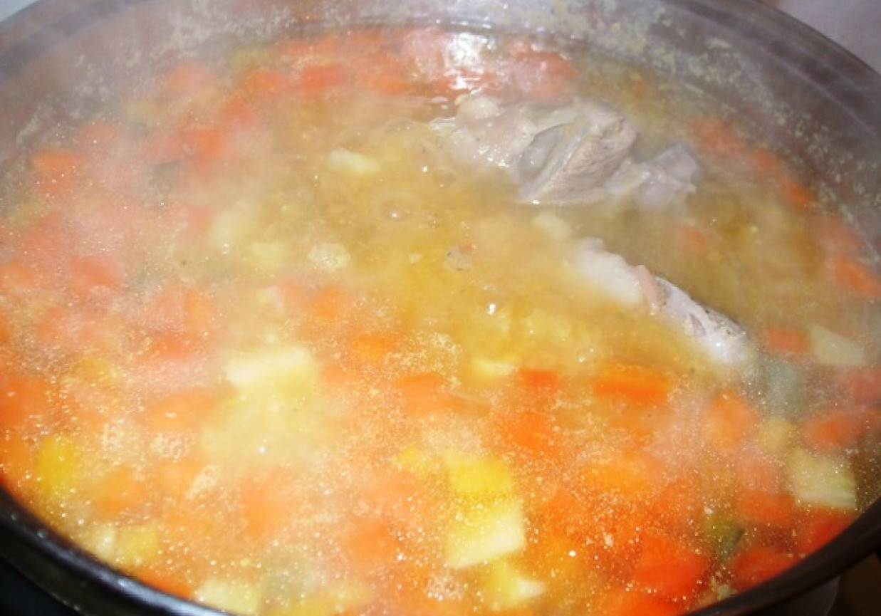 Zupa warzywna z soczewicą, got na indyku foto