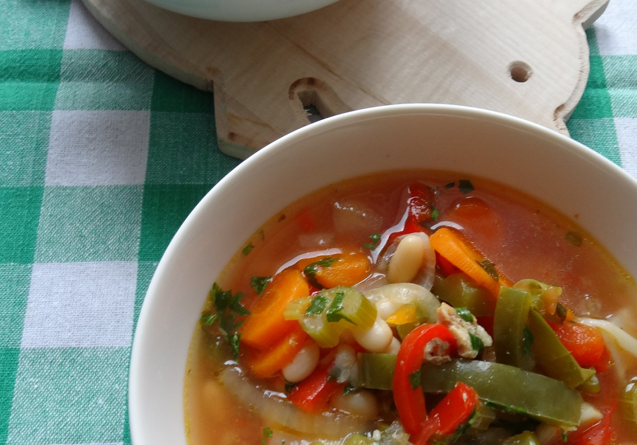 Zupa z białej fasoli i warzyw foto