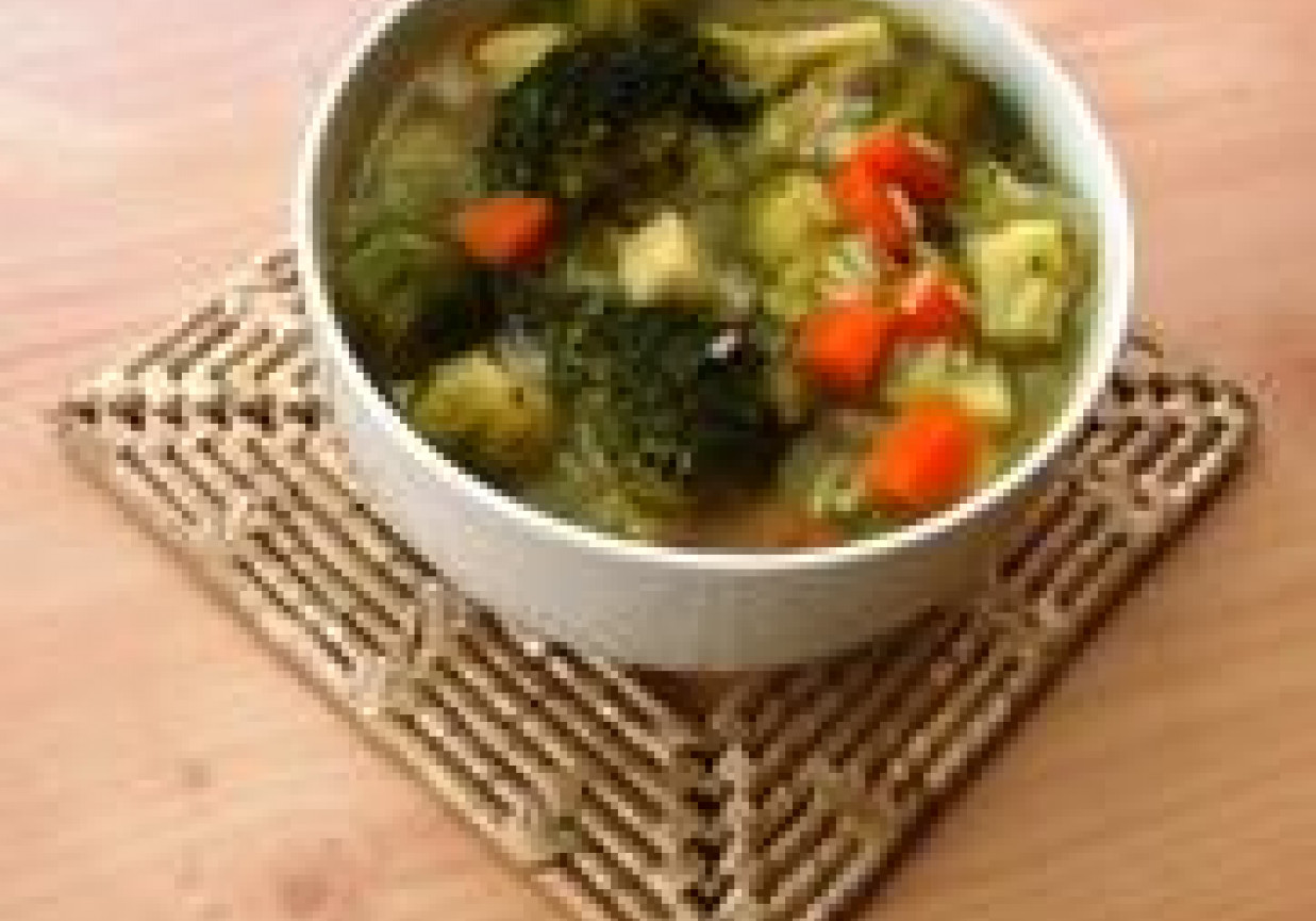 Zupa z brokułem, ryżem i brukselka foto