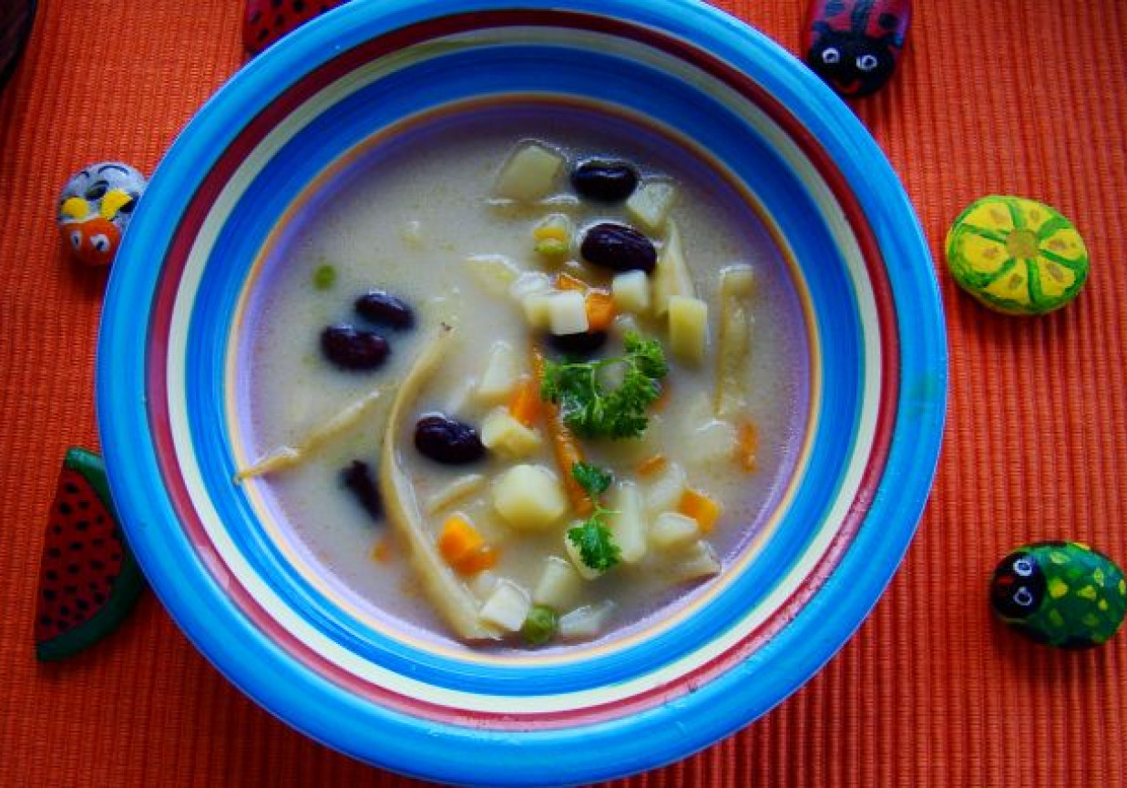 Zupa z czerwonej i szparagowej fasoli foto
