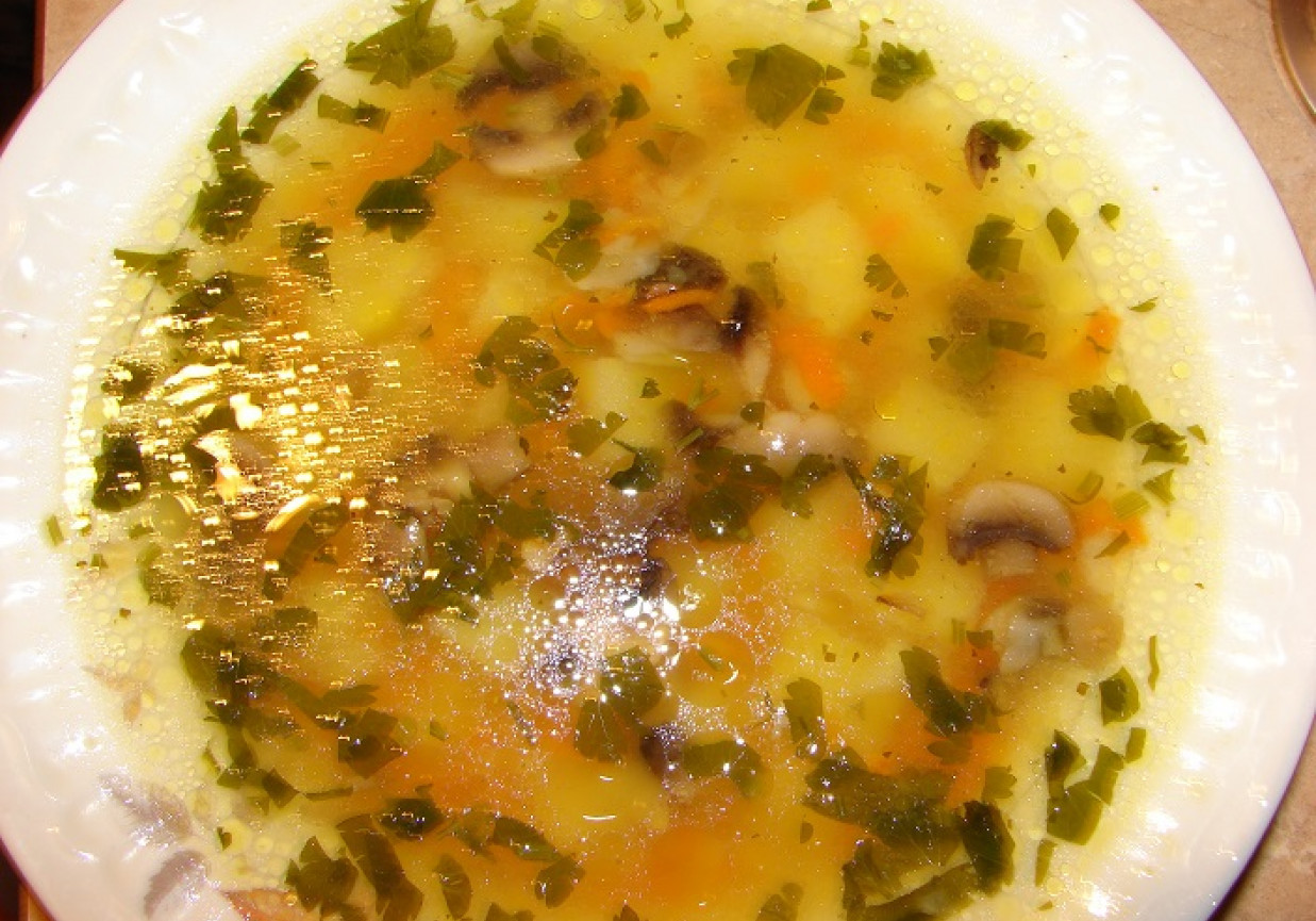 Zupa z dodatkiem pieczarek foto