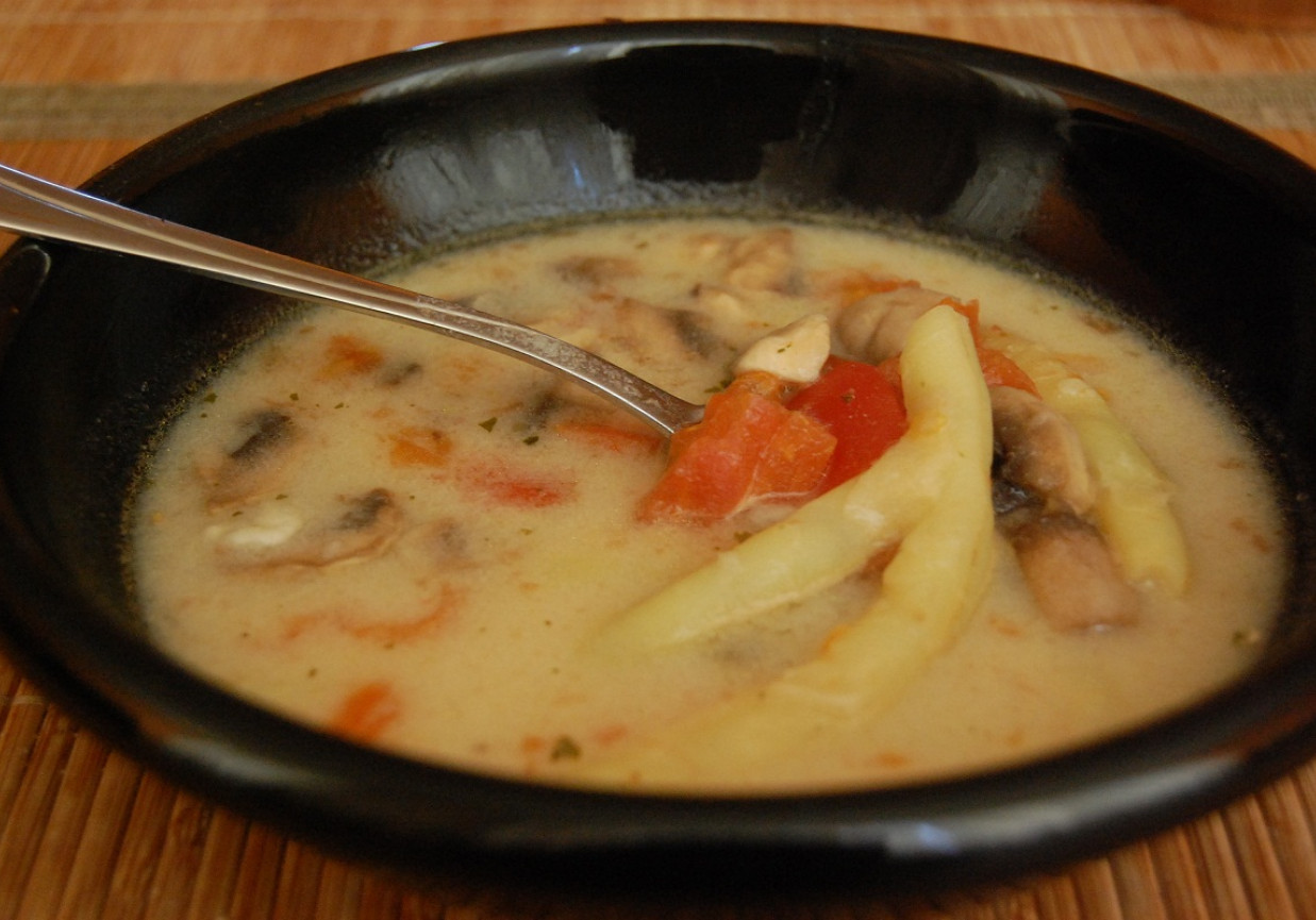 Zupa z fasolki szparagowej i pomidorów foto
