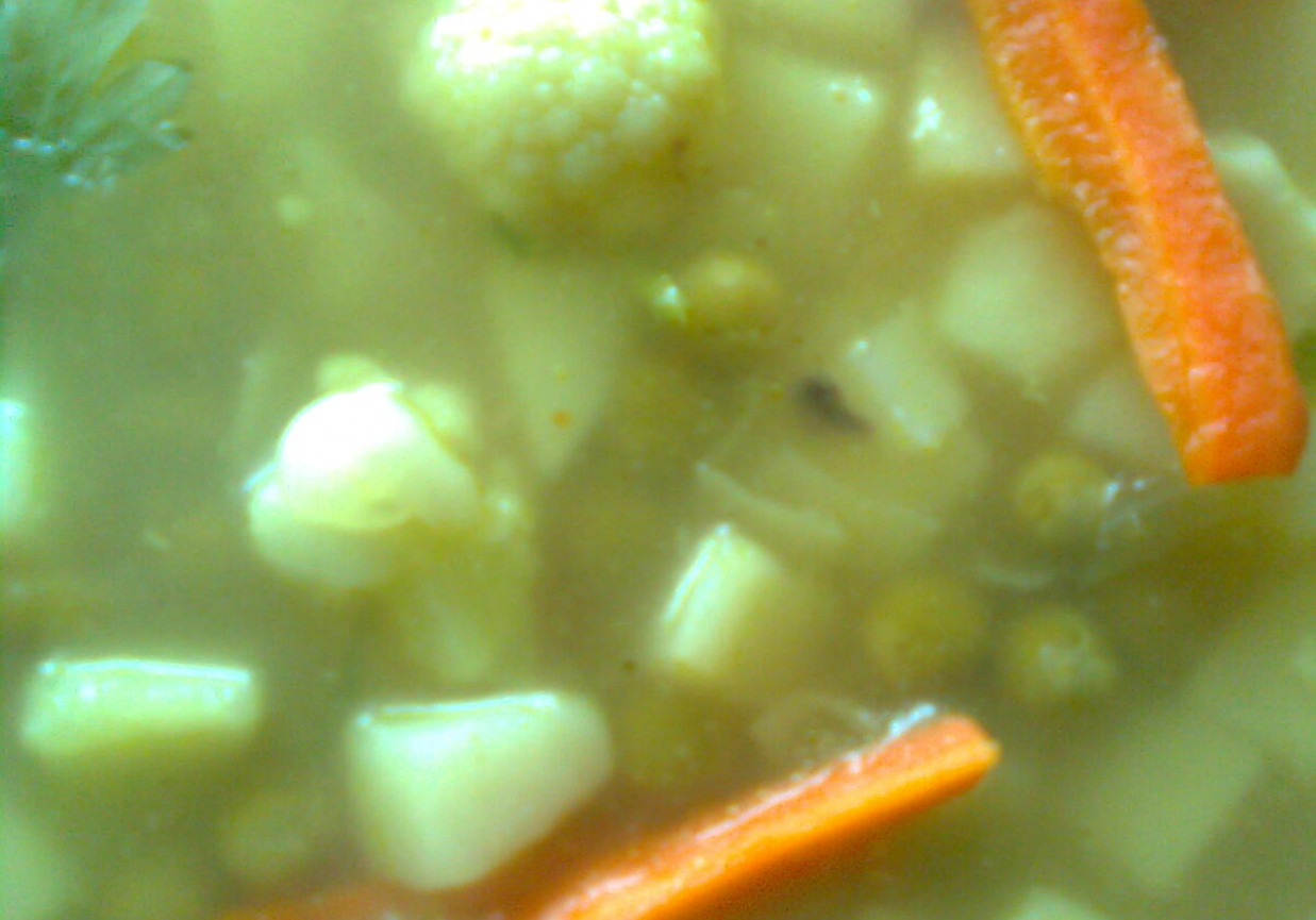 Zupa z kapustą,kalafiorem i groszkiem foto