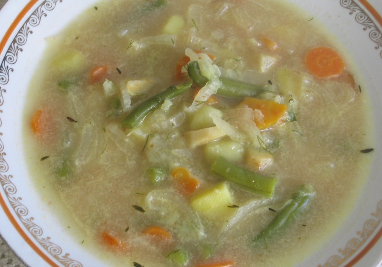 Zupa z kapusty pekińskiej i fasolki szparagowej foto