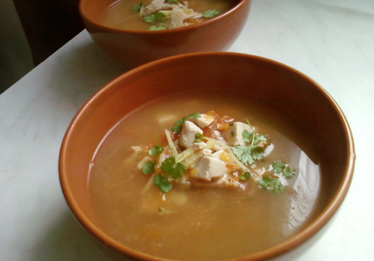 Zupa z kiełkami i tofu foto
