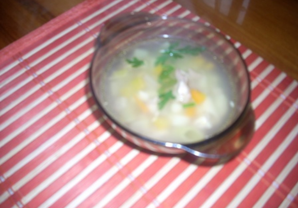 zupa z kolorowym makaronem foto