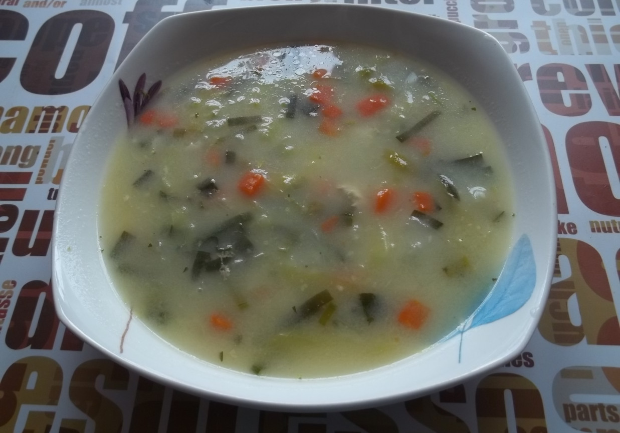 Zupa z młodą kapustą, marchewką i groszkiem foto