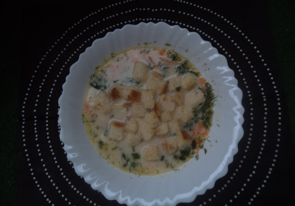 Zupa z serkami topionymi i koperkiem - podana z grzankami :) foto