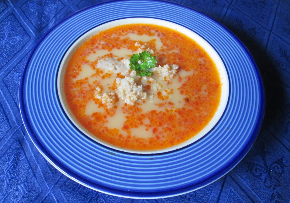 Zupa z suszonych pomidorów z kaszą foto
