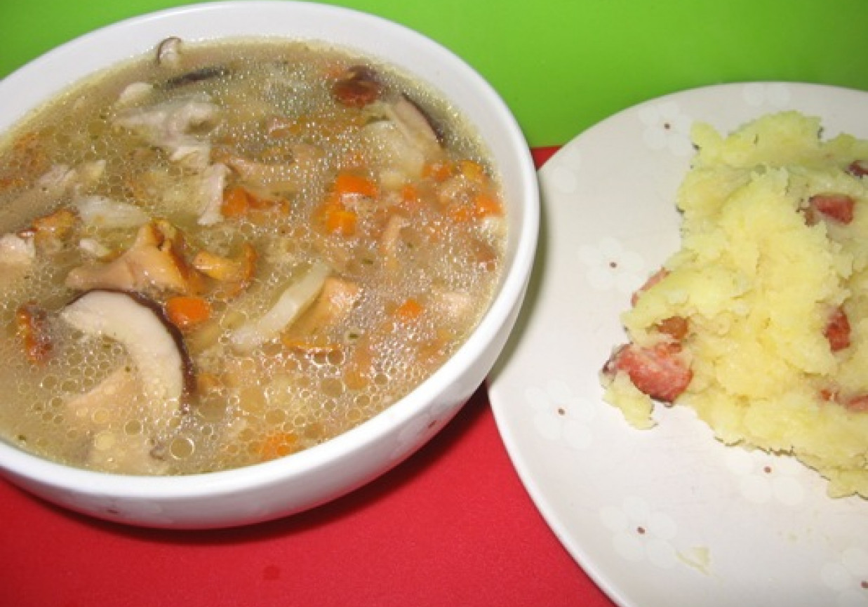 Zupa ze świeżych grzybów mieszanych foto