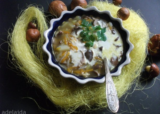 Fotografia przedstawiająca Zupa ze świeżych maślaków