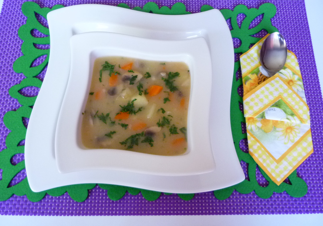 Zupa ziemniaczana z kalarepą i pieczarkami foto