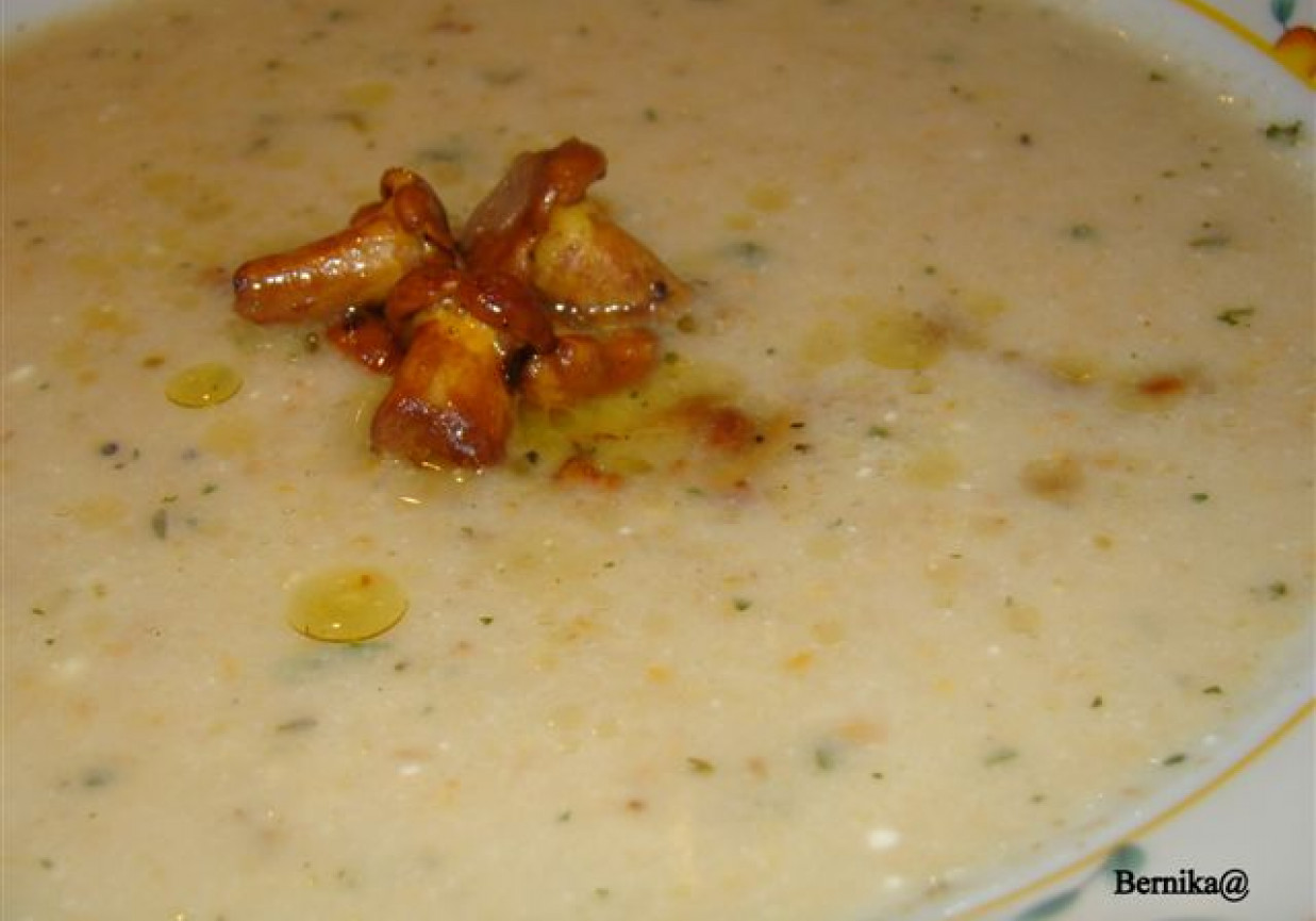 Zupa ziemniaczana z kurkami o kwaskowatym smaku foto