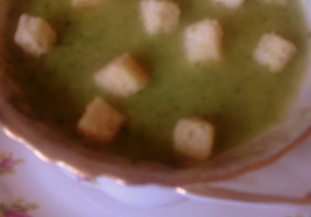 zupa-krem brokułowa z czosnkowymi grzankami foto