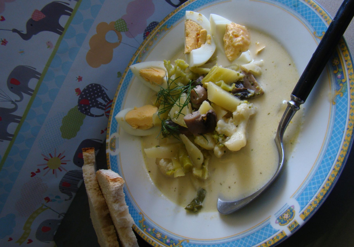 Zupka kalafiorowo- brokułowa z pieczarkami  foto