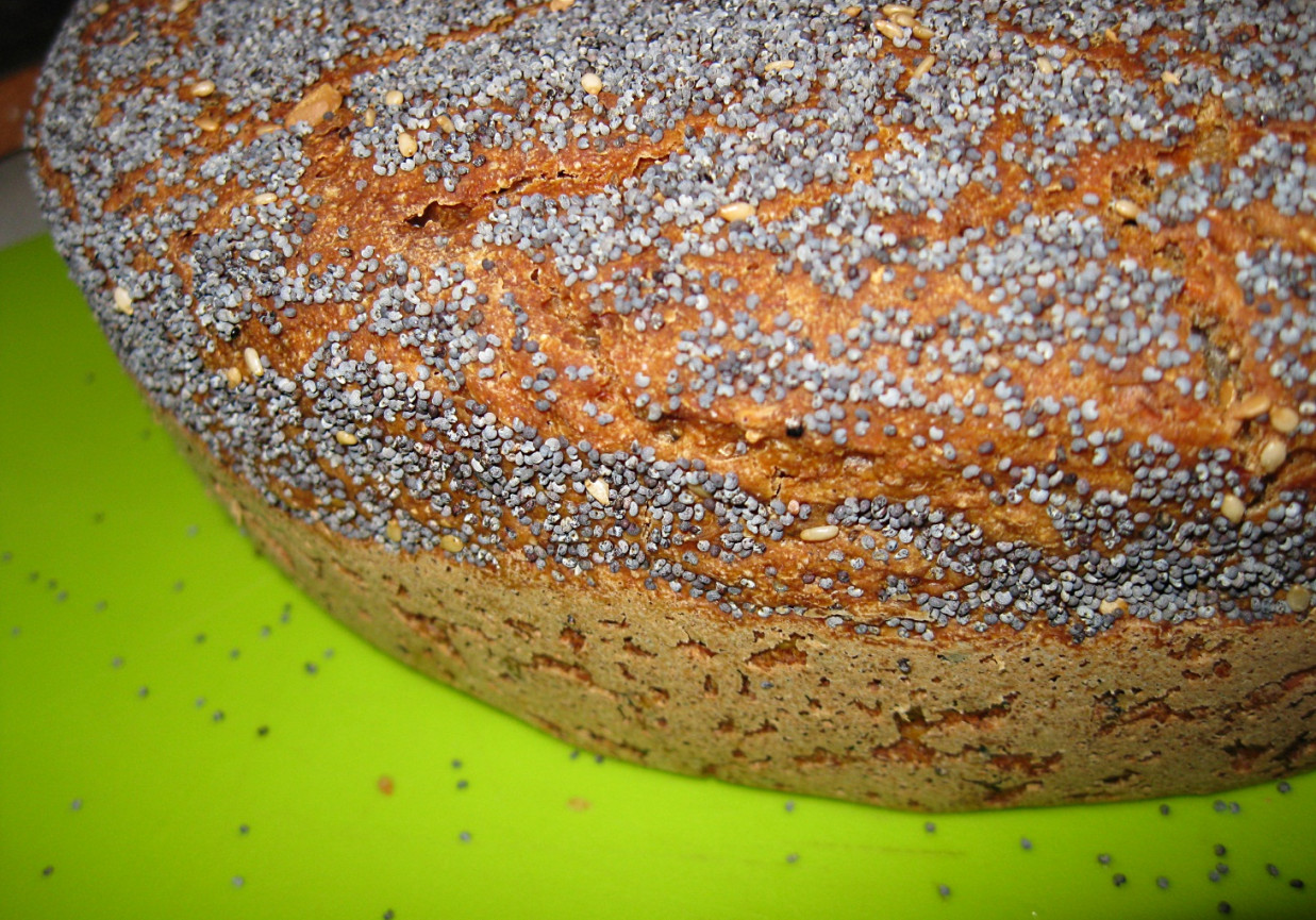 Żytni chleb z prodiża (z czarnuszką, suszoną papryką, siemieniem lnianym i sezamem) foto